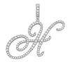 Silver Cursive Tennis Letter "H" Necklace