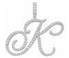 Silver Cursive Tennis Letter "K" Necklace