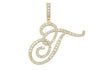 Gold Cursive Tennis Letter "T" Necklace