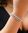 Silver Icy Bust Down Mini Cuban Bracelet