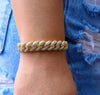 Gold Icy Bust Down Mini Cuban Bracelet